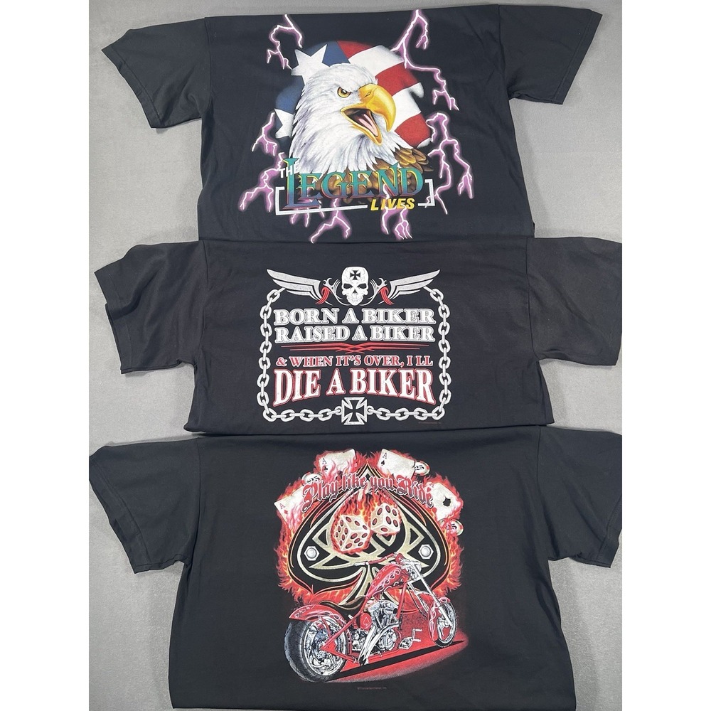 VTG American Thunder 90s Biker Black Sz XL Graphic Tennessee River T-shirts X3